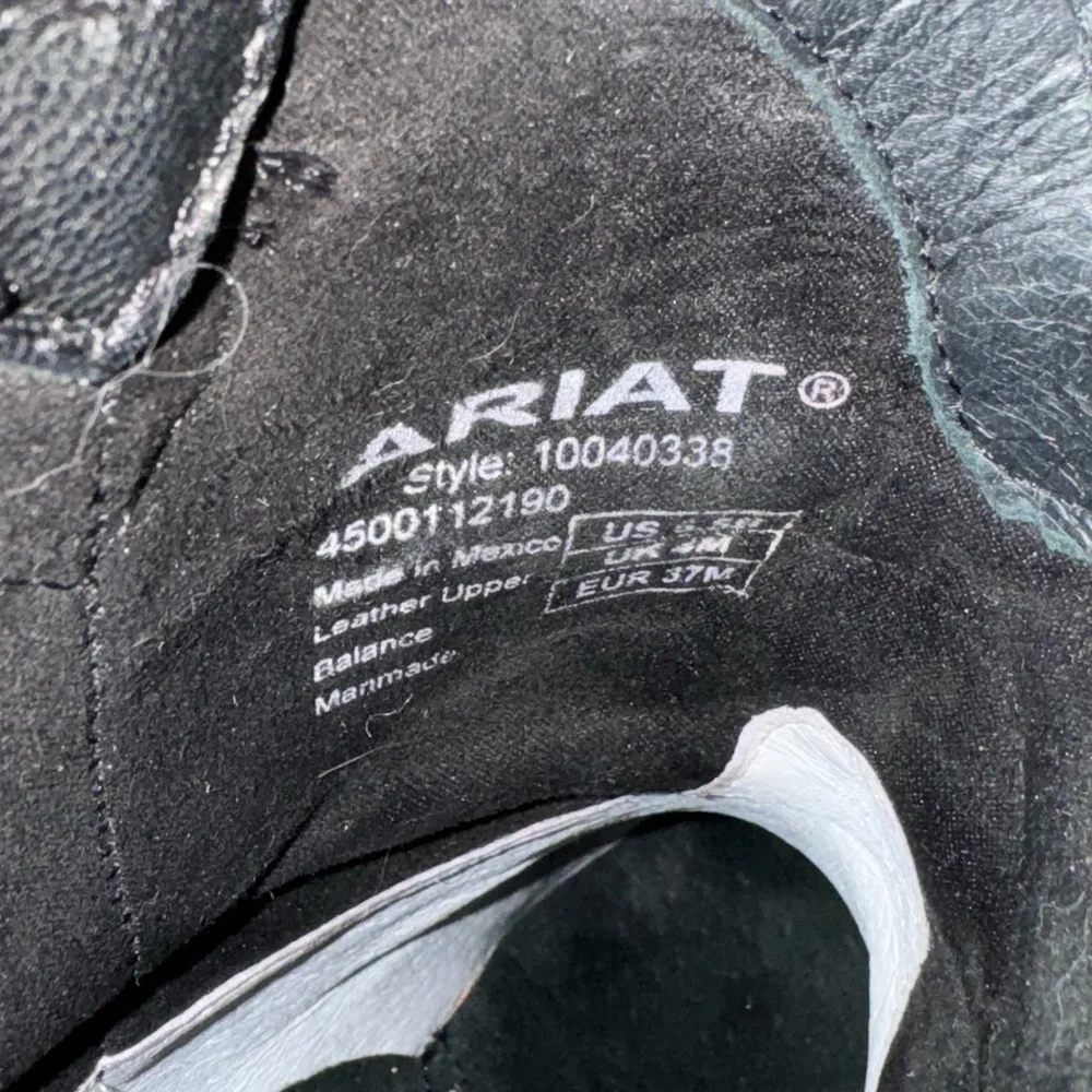 Ariat Black Leather Western Ankle Boots with Copper Stitching